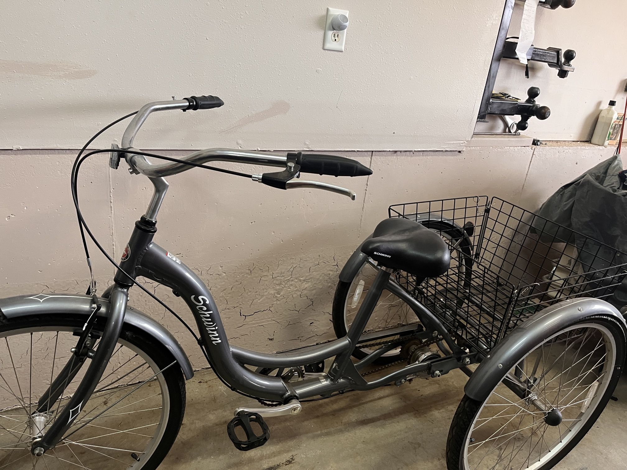 Schwinn Meridian Adult Tricycle with Basket, 24 Inch Wheels Slate Blue