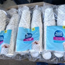 Lot Of 12 - New Total Home 60 Decorated Paper Cups-9 fl. oz. For Cold Drinks