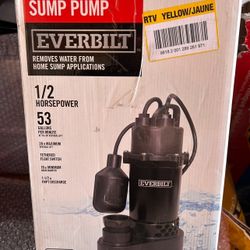 New 1/2 HP Sump Pump With Teather Switch