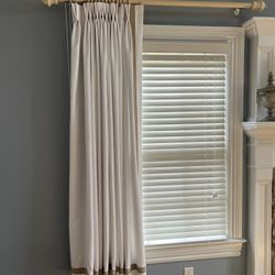 Set Of 4 Cafe Style Curtains And 3 Wood Rods (can Be Sold Separately)