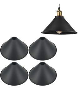 4-Pack 11.8" Industrial Vintage Metal Bulb Guard Iron Cone Hanging Ceiling Pendant Light Holder Decorative Lamp Shade (Decorative Ring Not Included)