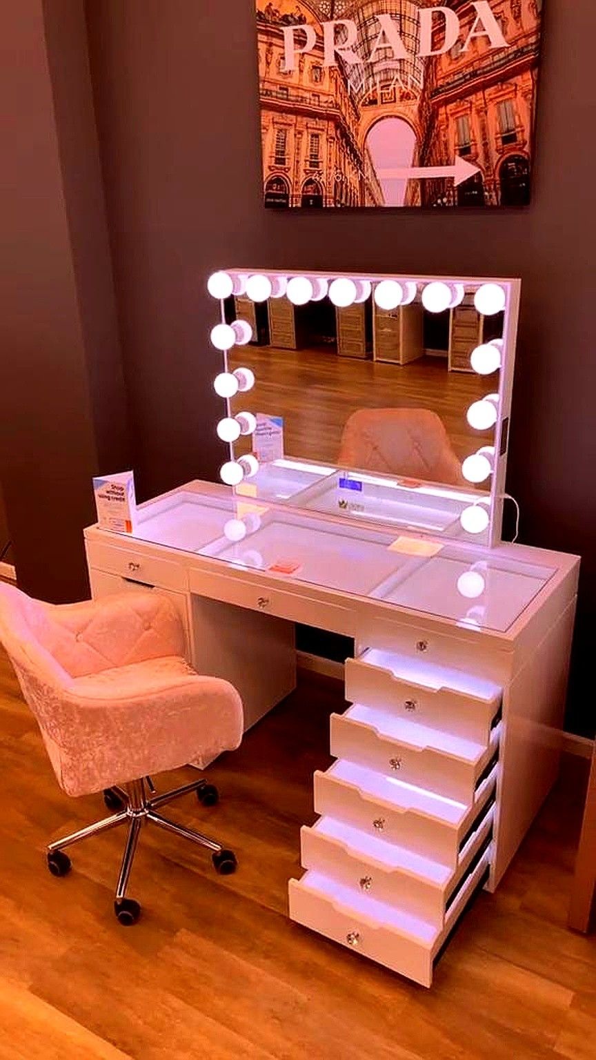 Vanity Table, Mirror And Chair