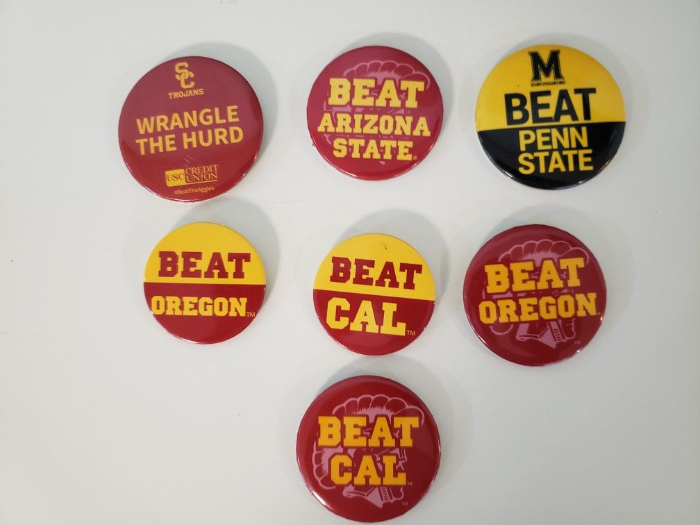 Lot Of 7 Sports Pinback Buttons