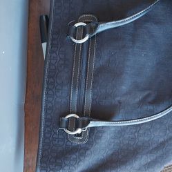 Etienne Aigner Black Logo Shoulder Bag Double Leather Handles Inner Pockets