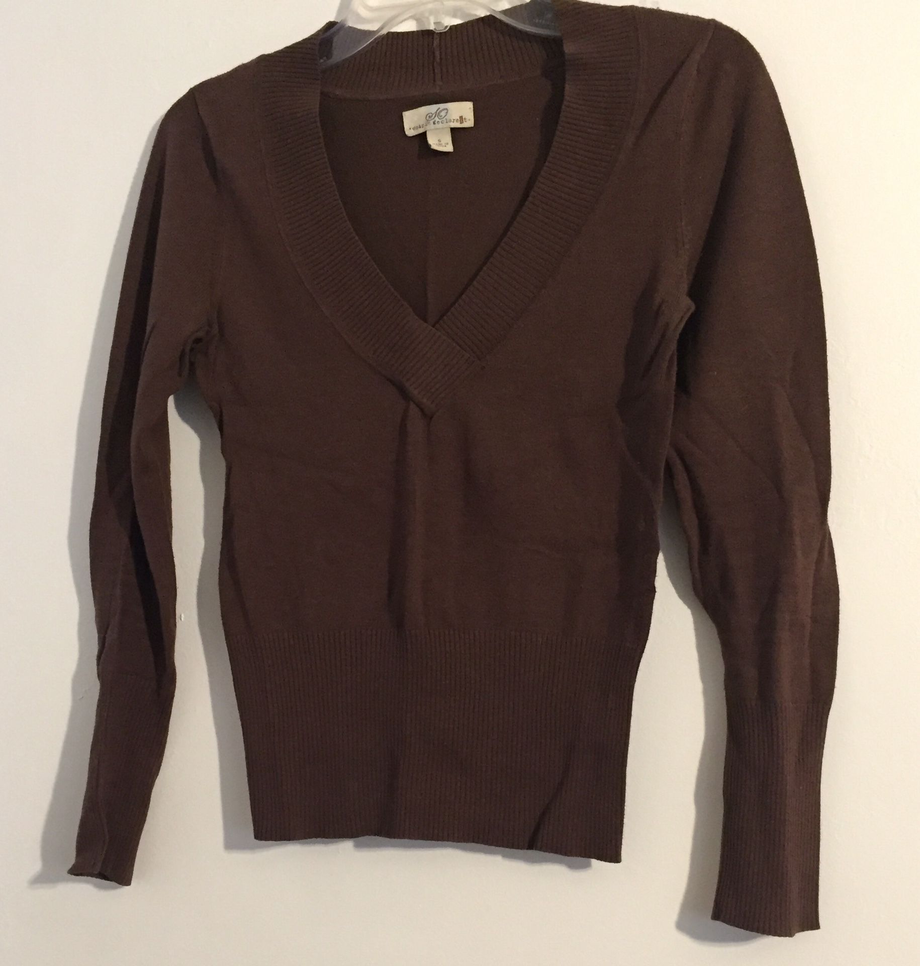 KOHLS SO Brand Coffee Brown V-Neck Long-sleeve