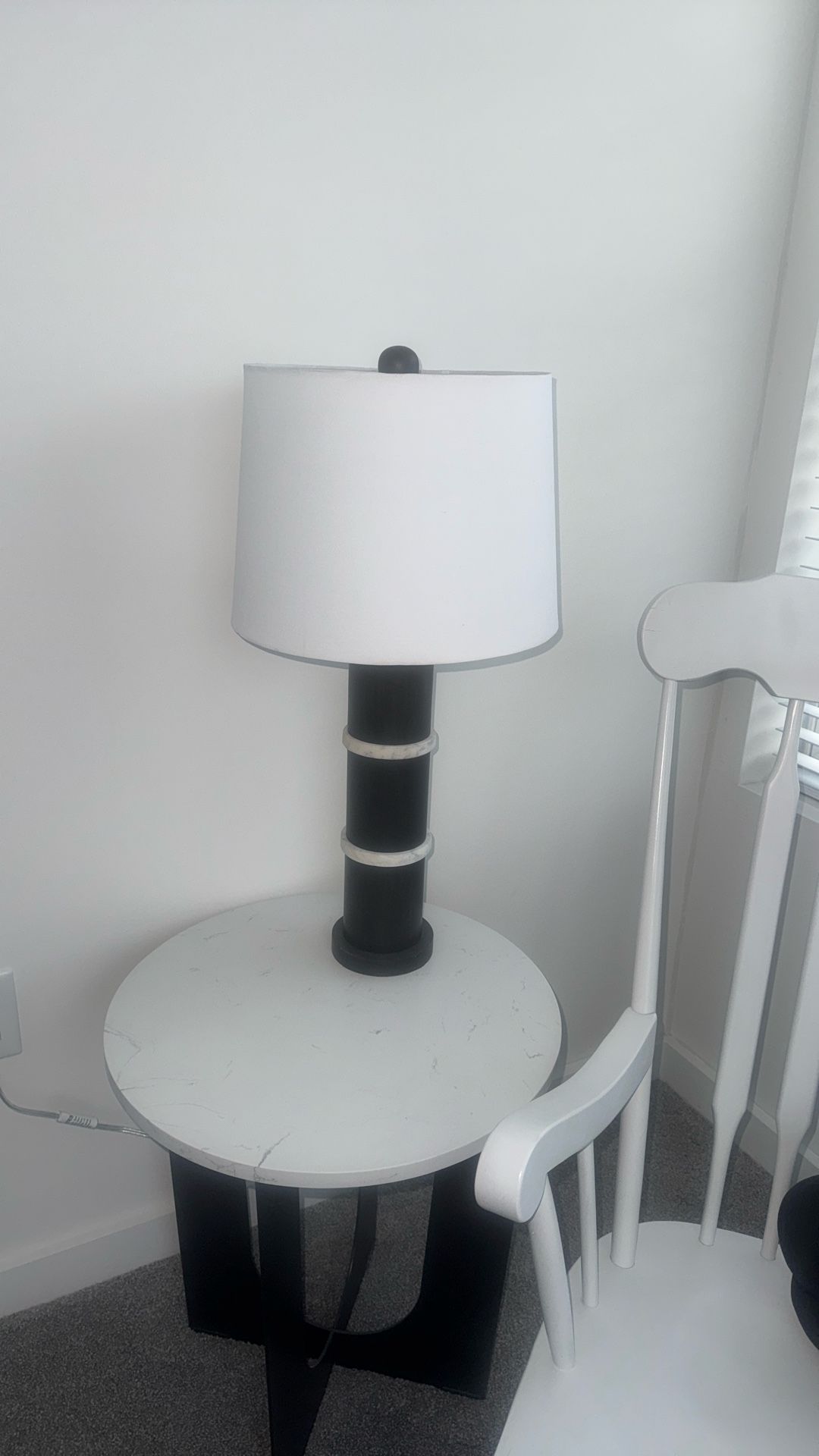 White & Espresso Brown Table Lamp