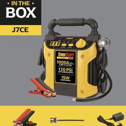 Portable Jump Starter w/ Air Compressor USB Charging Pivoting Light