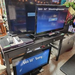 Three TV's with remotes. 46" $75 , 32" $60, 32" $60 