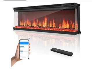50 Inches 3-Sided Electric Fireplace Insert, 750W/1200W Recessed Fire Places Heater with 12 Flame Colors, 5 Brightness, 8H Timer & Overheat Protection