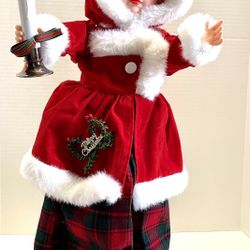 Telco Motion-ettes of Christmas Caroler Animated Plaid Girl 1992 No Sound.