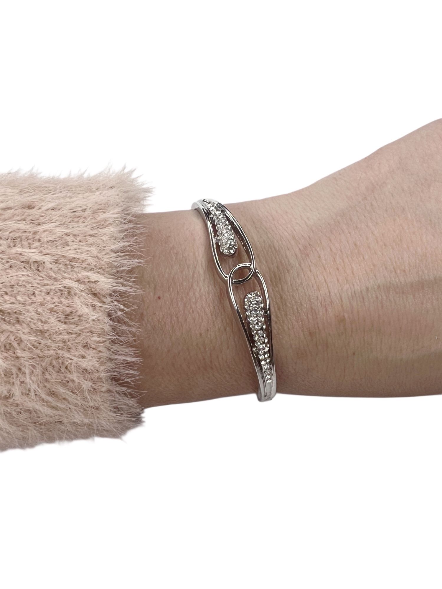 Silver tone crystal fashion bracelet