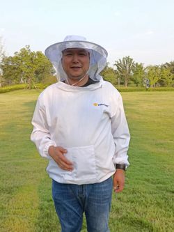 Cotton Beekeeping jacket bee-sting protect with fencing veil hood