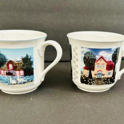 NEW Two Villeroy & Boch Galerie VILGAL Country Scene Bone China Tea Cups