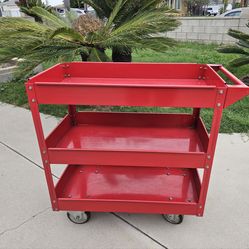 3-Shelf Steel Service Cart, Red