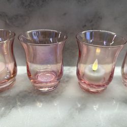 Pink Glass Votive Candle Holders For Weddings Or Showers Or Quincineras