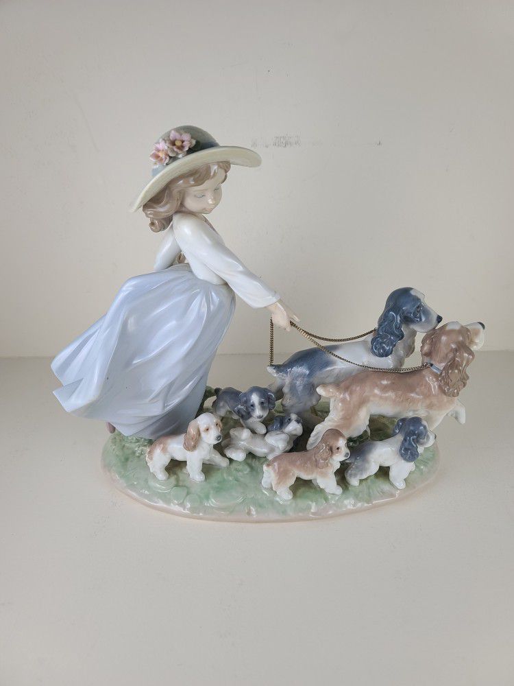 Lladro Puppy Parade Girl with Dogs Porcelain Figurine 1006784