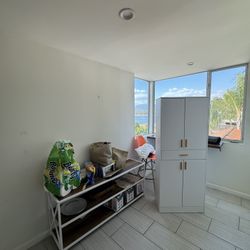 White Cabinet And Kitchen Multi level Stand 