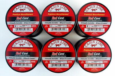 6 Cajun Line 300yds Red Cast Monofilament fishing line for baitcaster baitcast or spinning reel