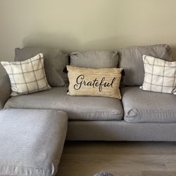 Grey Couch With Ottoman 