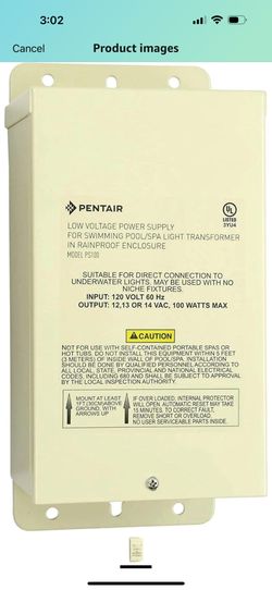 Pentair Pool/Spa Transformer box
