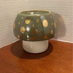  Mushroom Single Wick Candle Pedestal Bath & Body Works  Green With Gold Polkadots 5” X 5” L12