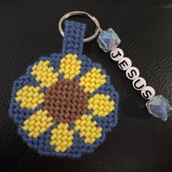 Sunflower Jesus Keychain 