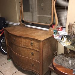 Antique Dresser Vanity With Mirror