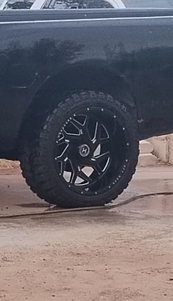 Black Milled Off-Road Wheel with All-Terrain Tire