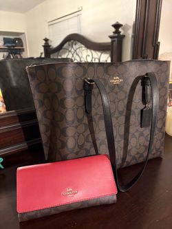 Coach Mollie Tote Bag in signature canvas & trifold wallet