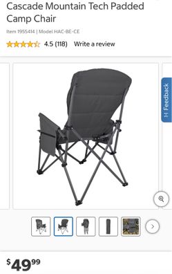 Cascade Mountain Tech Padded Camp Chair I HAC-BE-CE