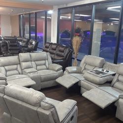 4pc Recliner Sofa And Glider Recliner Loveseat
