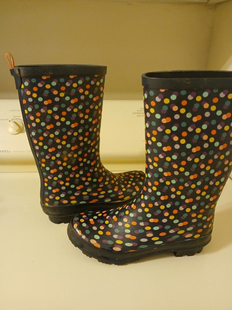 Girls Cat & Jack Polka Dot Rain Boots Size 4