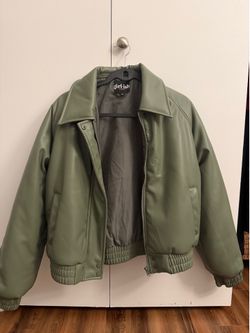 Green Faux-Leather Jacket