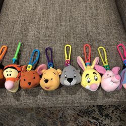 8 Winnie The Pooh Plush Character Heads With Swivel Plastic Clips By Disney 