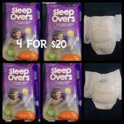 4 BAGS OF CUTIES Sleep Overs Day & Night Protection Boys or Girls Compared To GOODNIGHTS LG/XL (12CT 60-125lb) For $20/$20 Por Las 4 Bolsas