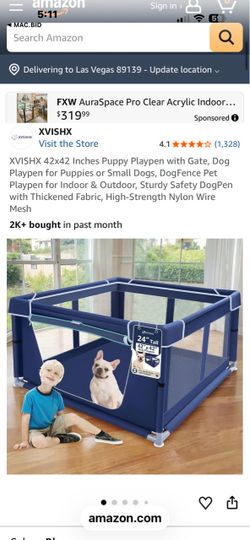 XVISHX 42x42 Inch Dog Puppy Playpen with Gate
