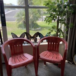 Outdoor Chairs,Table & Butterflies Decor 