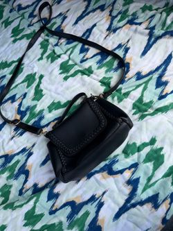 Black Crossbody Bag with Braided Trim