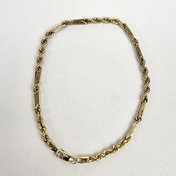 14k Yellow Gold 3.7mm Bar Rope Fancy Link Bracelet 9.5”