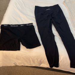 Aurola Black Leggings And Reebok Black Gym Shorts