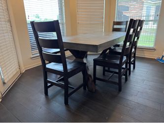 Concrete dining table with seating (4 chairs and bench)