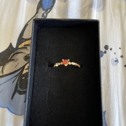 Women’s Heart Ring Gold Red Stone Brand New In Box 