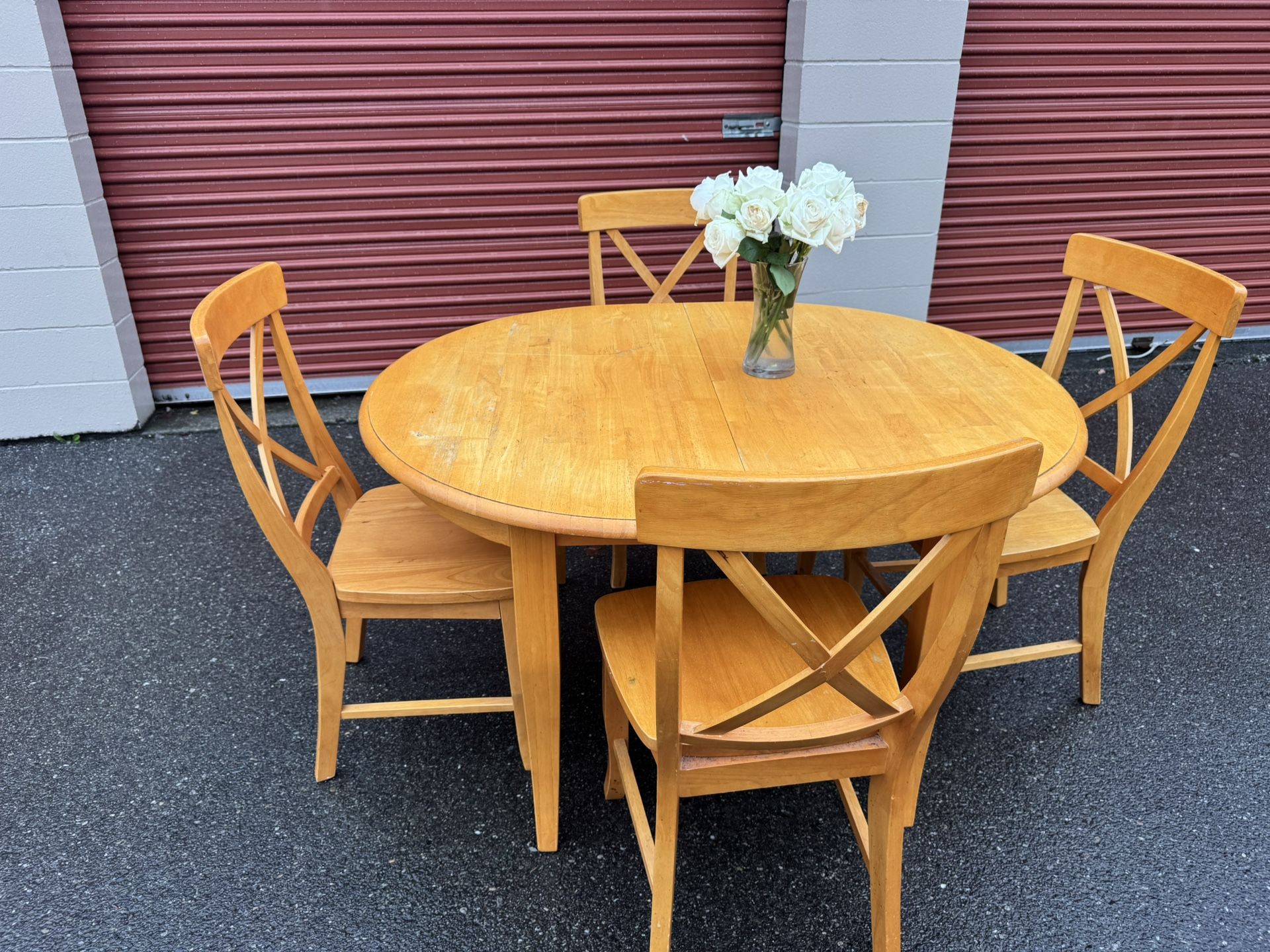 Wooden table and THREE chairs