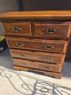 WOOD DRESSER CLEAN w Wheels bottom Good Condition