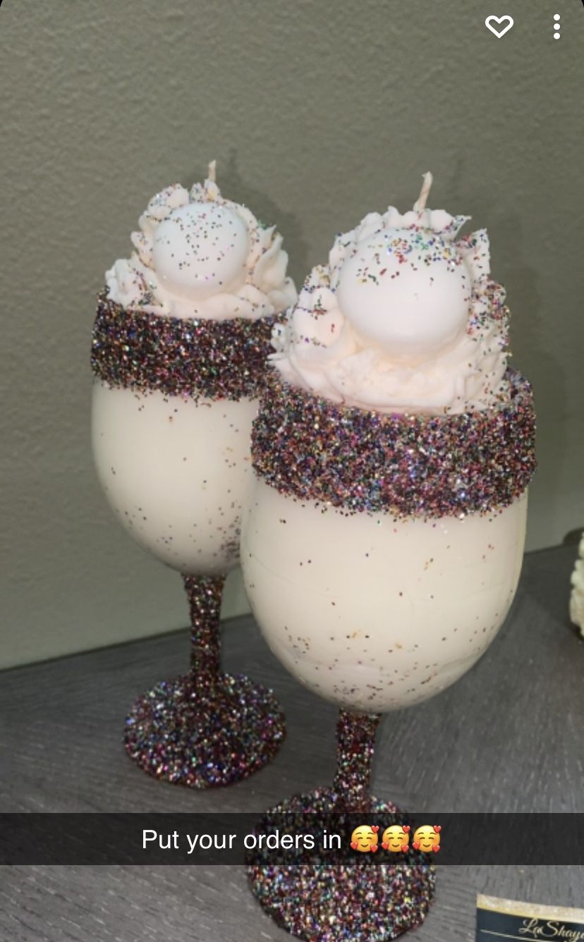 Glitter Wine Glass Candles