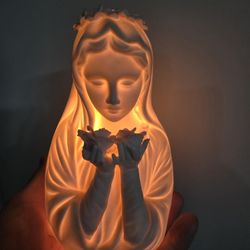 Vintage Lenwile China Mother Mary Lighted Figurine