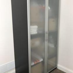 Ikea Pax Frosted Glass Doors Wardrobe With Drawer And Shelf 