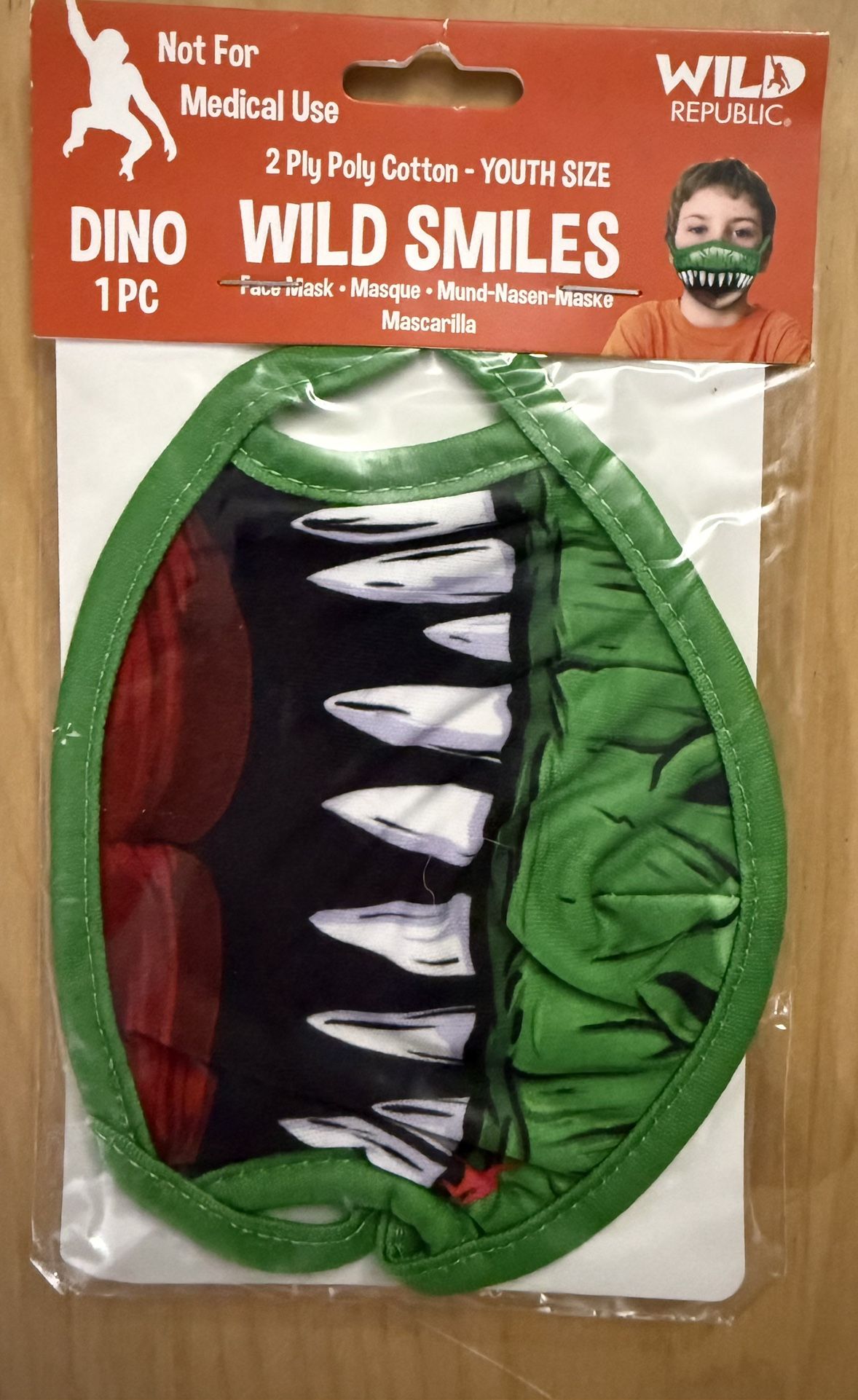 Youth Boys Or Girls Dino Teeth Mask