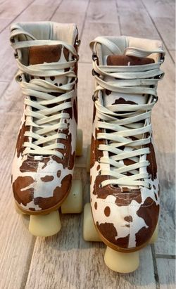 Cow Print Quad Roller Skates size 8 women’s