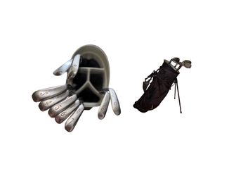 9 GOLF CLUBS W/ NIKE CARRY STAND GOLF BAG
